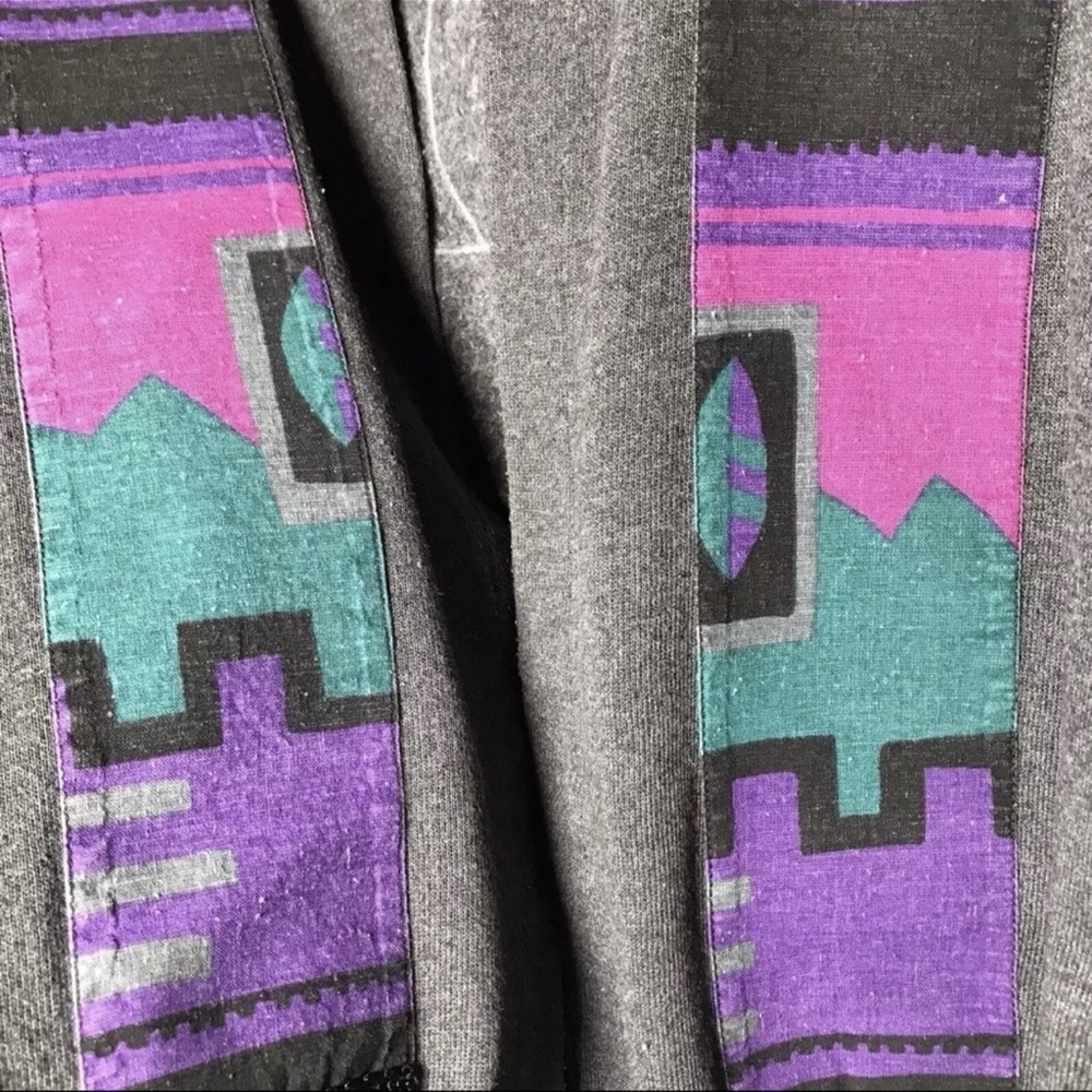VTG Tribal Fringe Cardigan Sweatshirt‎ Southwestern Embroidered Hipster Retro L - Picture 4 of 8